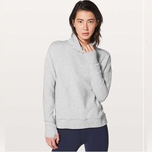 Lululemon Stress Less Pullover Heathered  Core Ultra Light Grey size 12 NWT